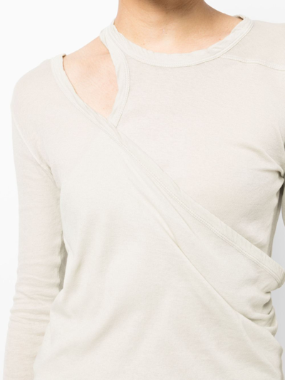 Rick Owens Cut-out Long-sleeves Top In Grey