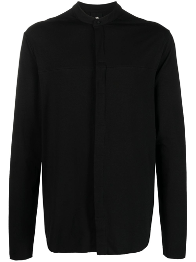 Shop Thom Krom Slim-cut Band-collar Shirt In Black
