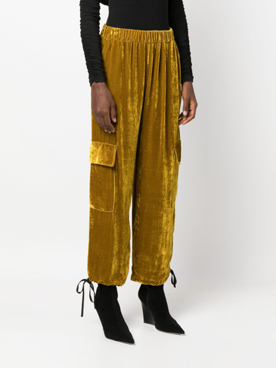Shop Erika Cavallini Aurora Velvet-effect Trousers In Yellow