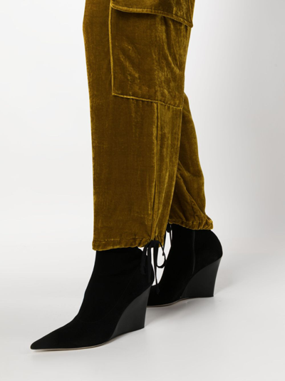 Shop Erika Cavallini Aurora Velvet-effect Trousers In Yellow