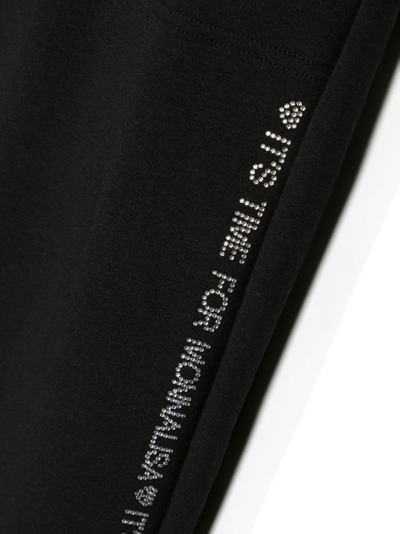 Monnalisa Rhinestone-embellished Track Pants In Black
