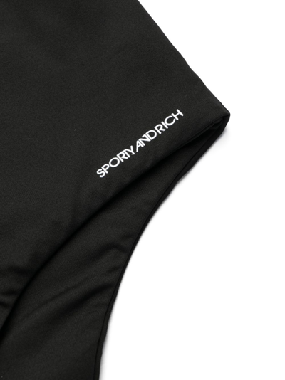 Shop Sporty And Rich Logo-print High-waisted Bikini Bottoms In Black