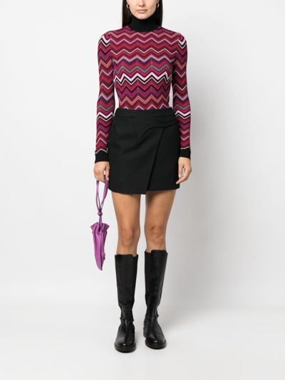 Shop Missoni Zigzag Crochet-knit Jumper In Red