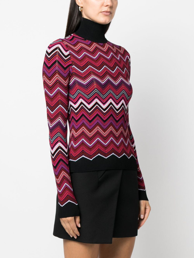 Shop Missoni Zigzag Crochet-knit Jumper In Red