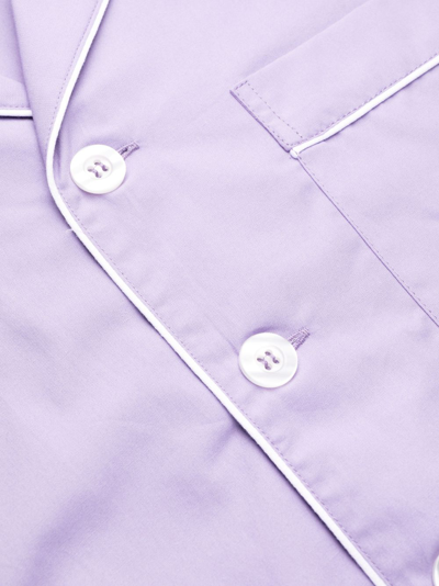 Shop Sporty And Rich Chest-pocket Button-up Pyjama Top In Purple