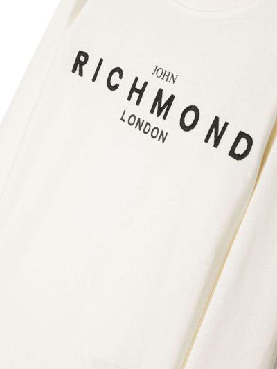 Shop John Richmond Junior Rikigi Logo-embroidery T-shirt In White