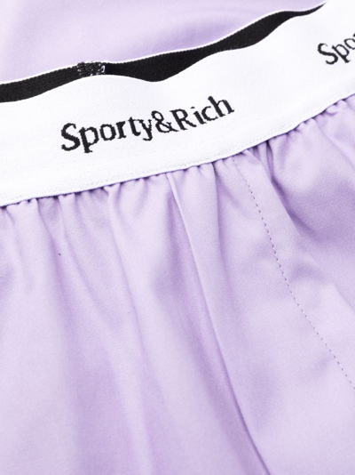 Shop Sporty And Rich Logo-waistband Cotton Pyjama Trousers In Purple
