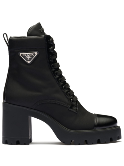 Shop Prada 90mm Triangle-logo Ankle Boots In Black