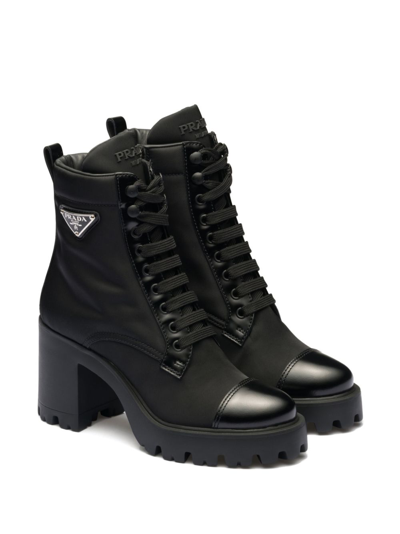 Shop Prada 90mm Triangle-logo Ankle Boots In Black