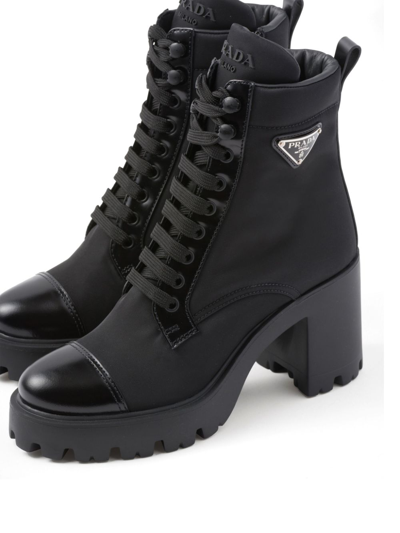 Shop Prada 90mm Triangle-logo Ankle Boots In Black