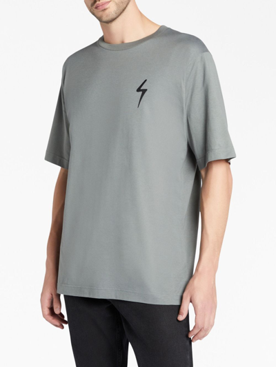 Shop Giuseppe Zanotti Logo-patch Cotton T-shirt In Grey