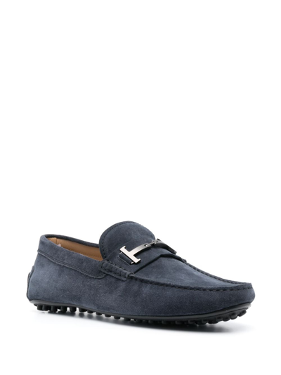 Shop Tod's Double-t Gommino Loafers In Blue