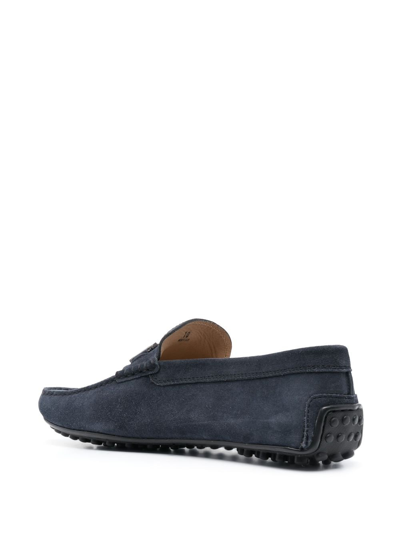 Shop Tod's Double-t Gommino Loafers In Blue