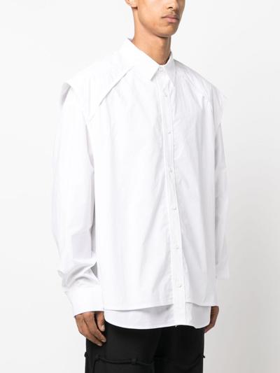 Shop Juunj Overlapping-panel Cotton Shirt In White