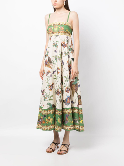 Shop Alemais Birdie Sleeveless Linen Midi Dress In Neutrals