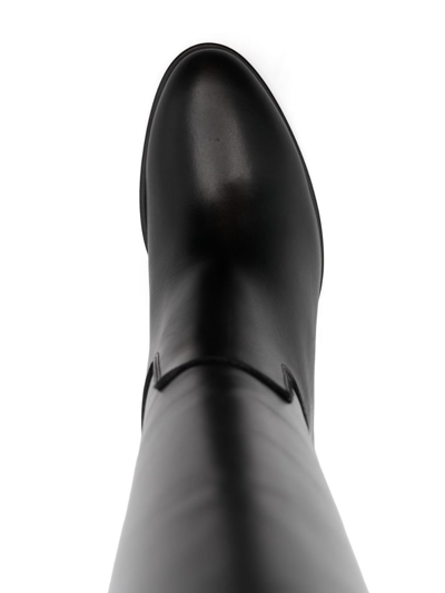 Via Roma 15 Black Leather Knee-length Boots In Black