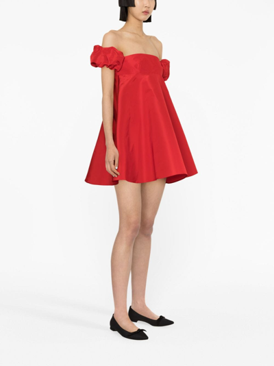 Shop Valentino Silk Off-shoulder Minidress In Red