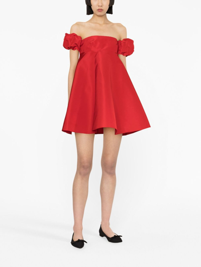Shop Valentino Silk Off-shoulder Minidress In Red