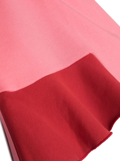 Shop Marni Logo-waistband Flared-hem Skirt In Pink