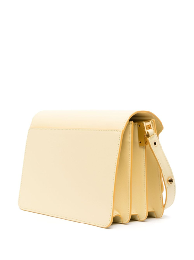 Shop Marni Mini Trunk Leather Shoulder Bag In Yellow