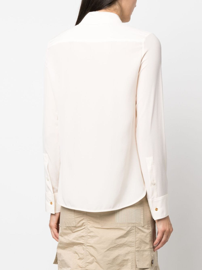 Shop Stella Mccartney Long-sleeve Silk Shirt In Neutrals