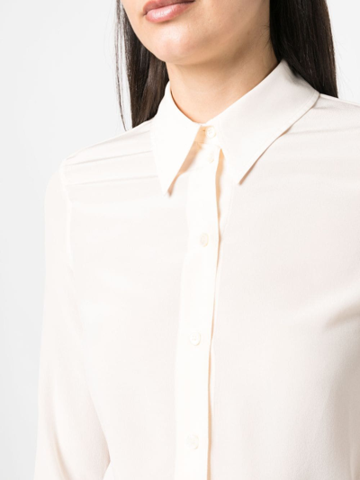 Shop Stella Mccartney Long-sleeve Silk Shirt In Neutrals