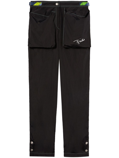 Pucci Logo-print High-waisted Trousers In Black