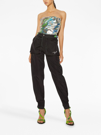 Shop Pucci Logo-print High-waisted Trousers In Black