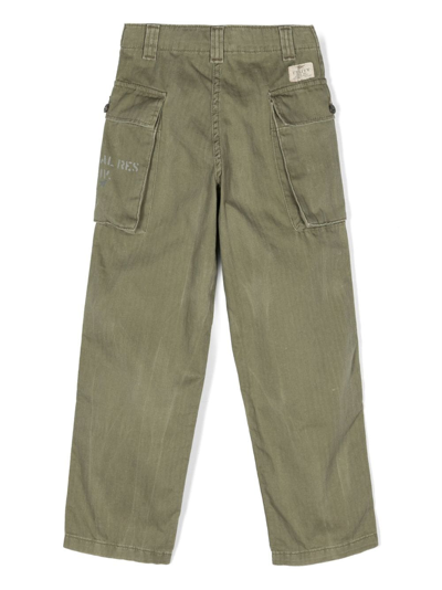 Shop Ralph Lauren Logo-print Cotton Cargo Trousers In Green