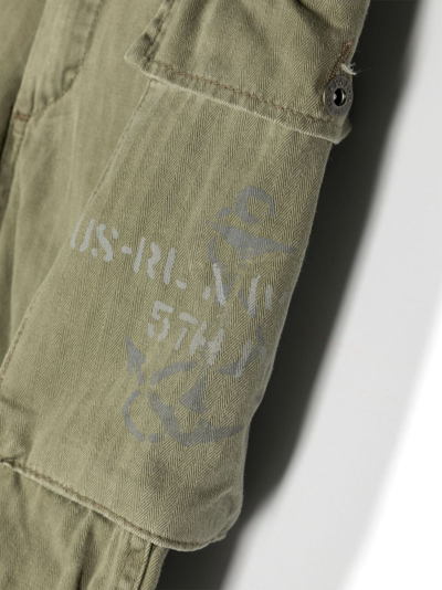 Shop Ralph Lauren Logo-print Cotton Cargo Trousers In Green
