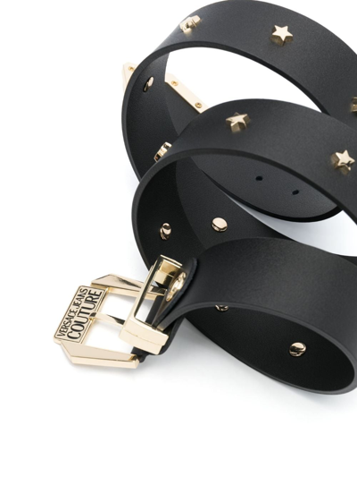 Shop Versace Jeans Couture Star-studded Leather Belt In Black