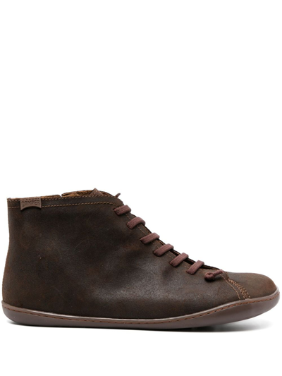 Shop Camper Peu Cami Lace-up Leather Boots In Brown