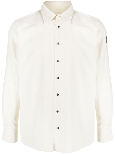 Shop Moncler Logo-patch Cotton Shirt In Neutrals