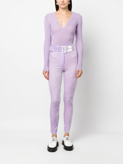 Patrizia Pepe Belted High-waist Trousers In Purple