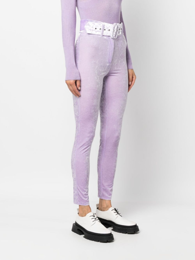 Patrizia Pepe Belted High-waist Trousers In Purple