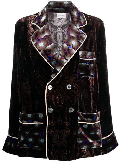 Shop Pierre-louis Mascia Kanpur Velvet-effect Jacket In Black