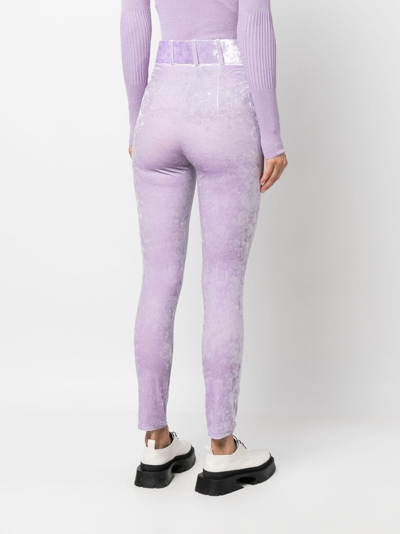 Patrizia Pepe Belted High-waist Trousers In Purple