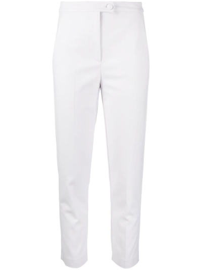 Shop Patrizia Pepe Cropped Tapered Trousers In Grey