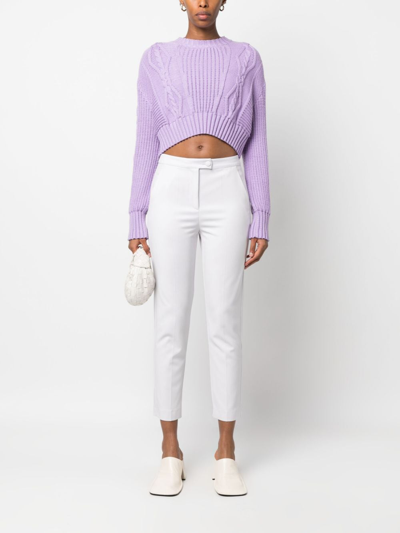 Shop Patrizia Pepe Cropped Tapered Trousers In Grey