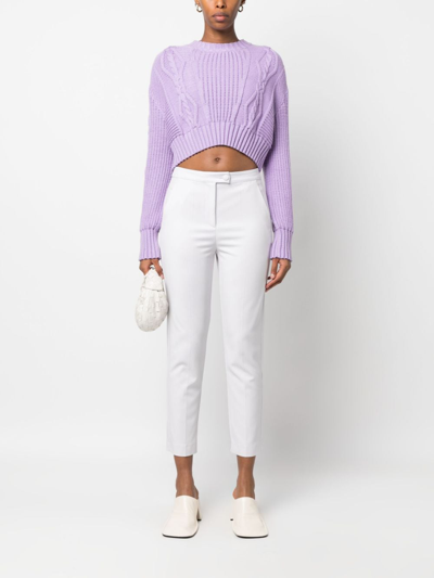 Patrizia Pepe Cropped Tapered Trousers In Grey