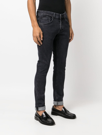 Shop Dondup Turn-up Cuffs Slim-cut Jeans In Grey