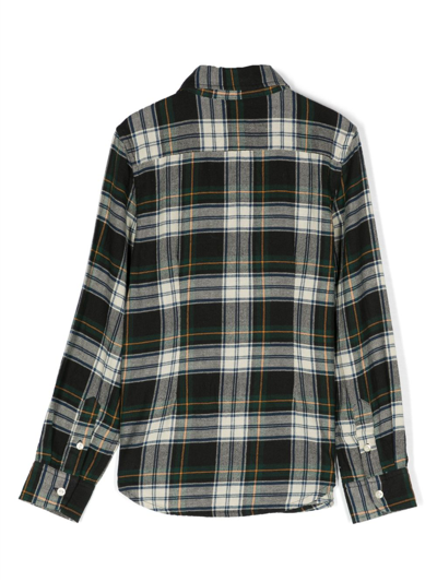 Shop Ralph Lauren Plaid-check Ruffled Cotton Shirt In Green