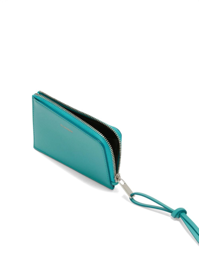 Shop Jil Sander Embossed-logo Leather Cardholder In Blue