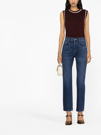 Shop Claudie Pierlot Straight-leg High-waist Jeans In Blue