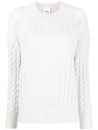 Shop Allude Cable-knit Long-sleeve Jumper In Neutrals