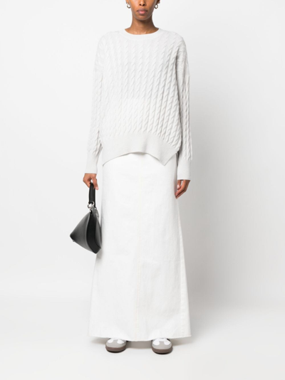 Shop Allude Cable-knit Long-sleeve Jumper In Neutrals