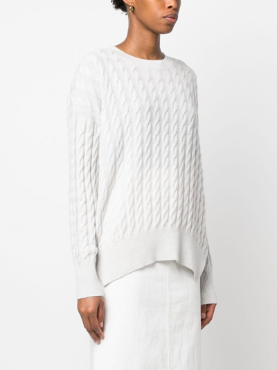 Shop Allude Cable-knit Long-sleeve Jumper In Neutrals