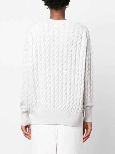 Shop Allude Cable-knit Long-sleeve Jumper In Neutrals