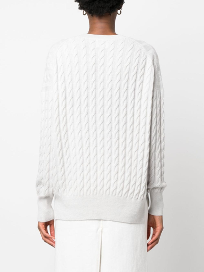 Allude Cable-knit Long-sleeve Jumper In Neutrals
