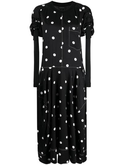 Shop Lee Mathews Polka Dot-print Midi Dress In Black